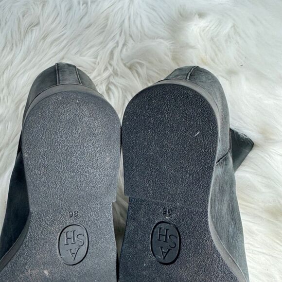 ASH Gong Black Leather Hidden Wedge Booties Sz 36/US 6 - Picture 6 of 7